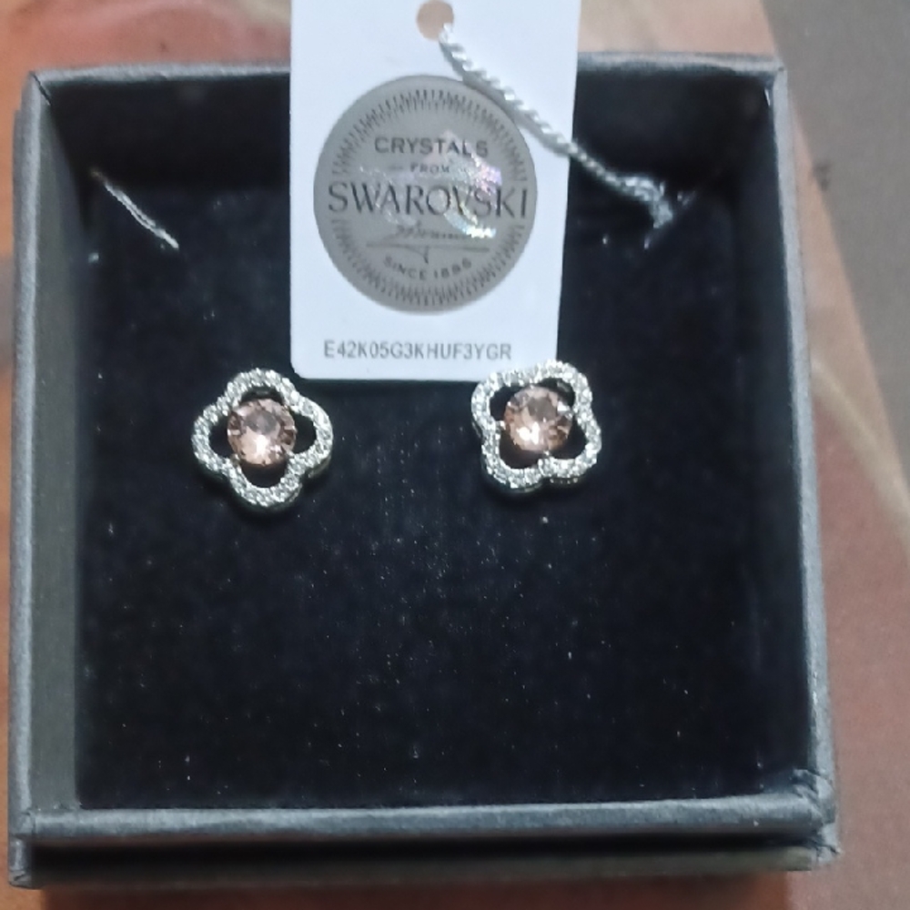 Swarovski Pink and Silver Crystal Earrings